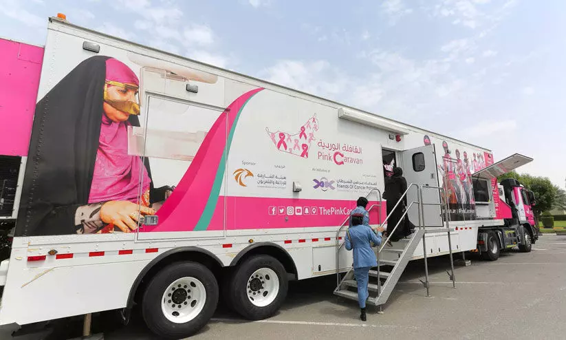 കാൻസറിനെ തോൽപ്പിക്കാൻ പിങ്ക് കാരവൻ കാൻസറിനെ തോൽപ്പിക്കാൻ പിങ്ക് കാരവൻ