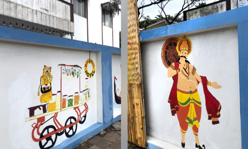 ഓണാഘോഷം: വർണക്കാഴ്ച്ചയൊരുക്കി ബീച്ചിലെ ചുമർചിത്രങ്ങൾ