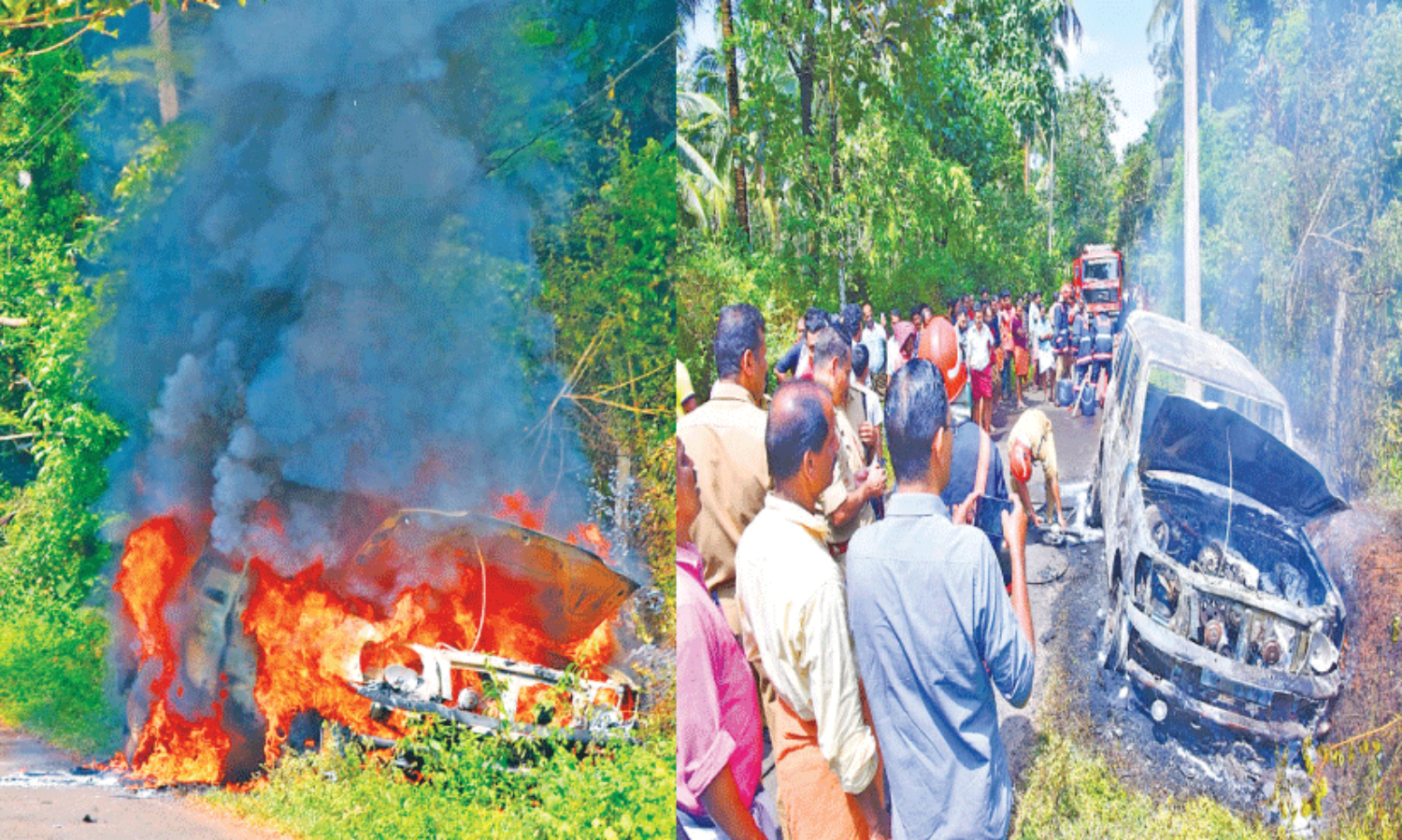 ഓടിക്കൊണ്ടിരുന്ന കാറിന് തീപിടിച്ചു