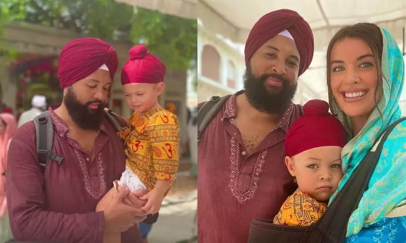 African man and son go desi, tie turbans to visit Golden Temple