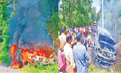 ഓടിക്കൊണ്ടിരുന്ന കാറിന് തീപിടിച്ചു