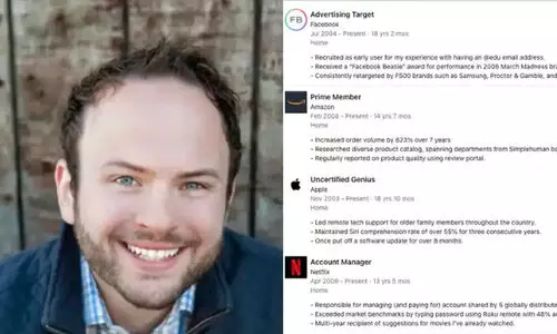 ആമസോൺ പ്രൈം മെമ്പർ, നെറ്റ്ഫ്ലിക്സിൽ അക്കൗണ്ട് മാനേജർ; ഈ ലിങ്ക്ഡിൻ പ്രൊഫൈലിൽ ഞെട്ടി സോഷ്യൽ മീഡിയ