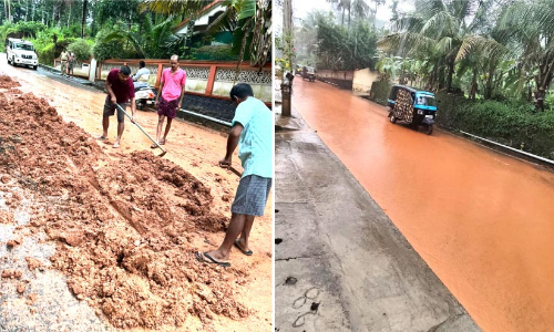 പഞ്ചായത്ത് പ്രസിഡന്റിന്റെ വീടിനു മുന്നില്‍ ചളിമണ്ണിറക്കി, തെന്നിവീണ് ദമ്പതികള്‍ക്ക് പരിക്ക്
