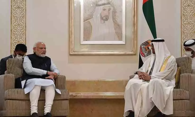 Prime Minister Narendra Modi and UAE President Sheikh Mohamed Bin Zayed Al Nahyan