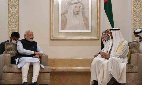 Prime Minister Narendra Modi and UAE President Sheikh Mohamed Bin Zayed Al Nahyan