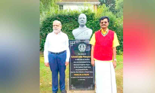 മുല്ലപ്പെരിയാർ ശിൽപിക്ക് ലണ്ടനിൽ സ്മാരകം ഒരുക്കി തമിഴ്നാട്