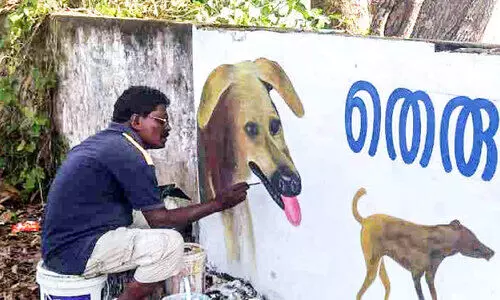 തെരുവുനായ്ക്കളെ പ്രതിരോധിക്കാൻ ചുവരെഴുത്ത്