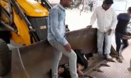 Accident victim taken to hospital on JCB