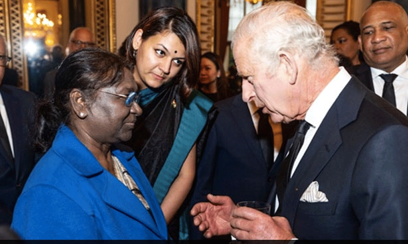 രാജ്ഞിയുടെ സംസ്കാരചടങ്ങിൽ പ​ങ്കെടുക്കാനെത്തിയ ദ്രൗപതി മുർമു ചാൾസ് രാജാവുമായി കൂടിക്കാഴ്ച നടത്തി