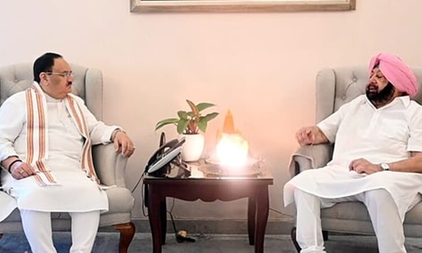 Amarinder Singh meets Nadda in Delhi, to join BJP today Amarinder Singh meets Nadda in Delhi, to join BJP today
