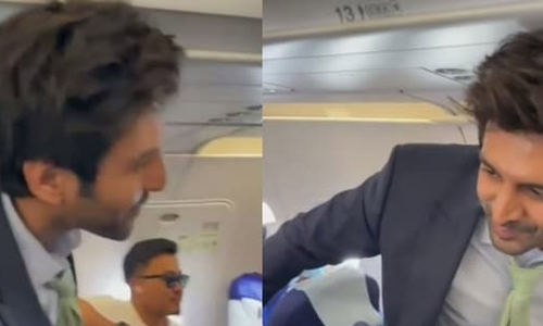 Kartik Aaryan gets grand welcome from fans as he travels in economy class flight