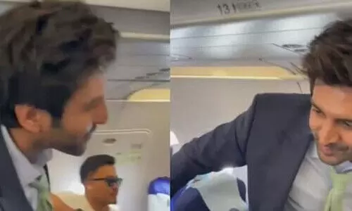 Kartik Aaryan gets grand welcome from fans as he travels in economy class flight