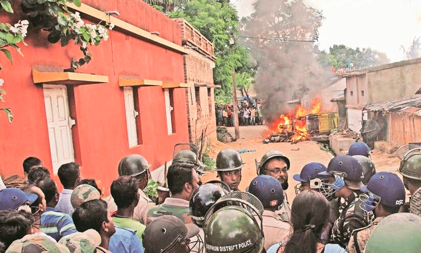 Police personnel in Santiniketan on Tuesday