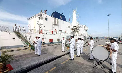 Kochi Lakshadweep Coast Guard Samarth ship arrived Kochi Lakshadweep Coast Guard Samarth ship arrived