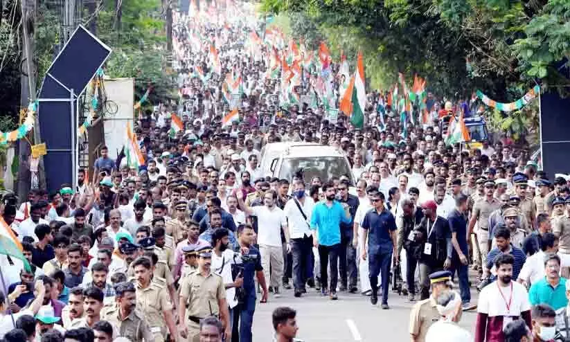 ആവേശാരവം തീർത്ത് രാഹുൽ തേക്കിൻ നാട്ടിൽ; ജാഥക്ക് നാളെ കേരളത്തിൽ സമാപനം