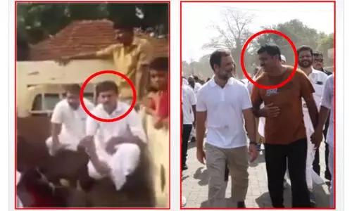 രാഹുൽ ഗാന്ധിയുടെ കൂ​ടെ റിജിൽ മാക്കുറ്റി നടക്കുന്ന ഫോട്ടോ ഉപയോഗിച്ച് ബി.ജെ.പിയുടെ വിദ്വേഷ പ്രചാരണം