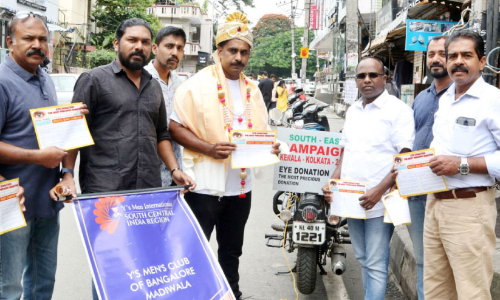 അർഷദിന്‍റെ നേത്രദാന ബോധവത്കരണ യാത്ര ബംഗളൂരുവിൽ