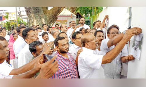 Freedom fighters  picture installed by Congress workers