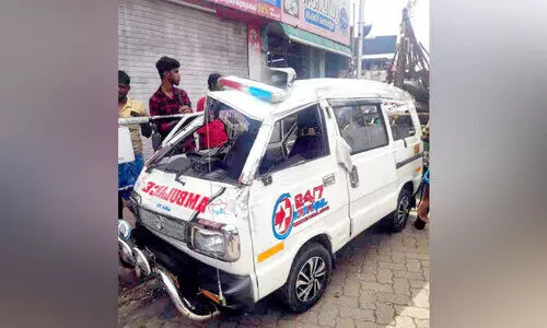 ambulance carrying the patient collided with the car