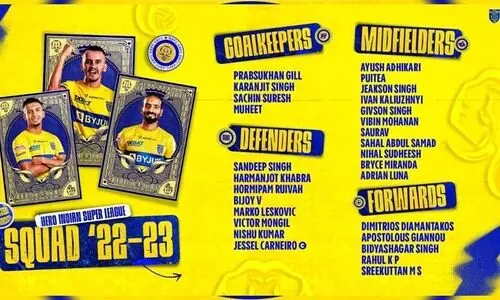 കേരള ബ്ലാസ്‌റ്റേഴ്‌സ് ടീമിനെ പ്രഖ്യാപിച്ചു; ജെസെല്‍ കര്‍ണെയ്‌റോ നയിക്കും; 28 അംഗ ടീമില്‍ ഏഴു മലയാളികൾ