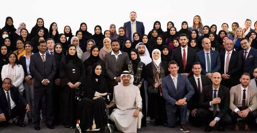 UAE President Sheikh Mohammed bin Zayed Al Nahyan with teachers
