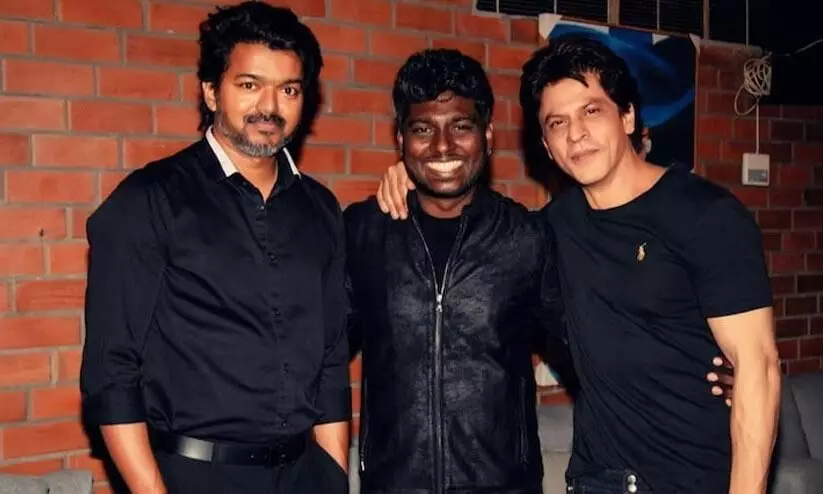 Shah Rukh Khan and Jawan director Atlee meet T Vijay at Varisu Movie shooting Location Shah Rukh Khan and Jawan director Atlee meet T Vijay at Varisu Movie shooting Location