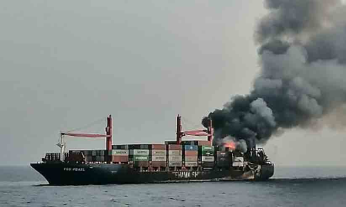 cargo ship caught fire in the Red Sea