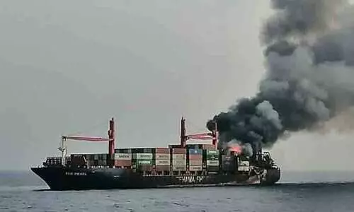 cargo ship caught fire in the Red Sea