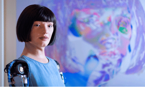 ﻿ജീവിച്ചിരിപ്പില്ല, പക്ഷെ എനിക്ക് കലകൾ സൃഷ്ടിക്കാനാകും; യു.കെ നിയമ നിർമാതാക്കളോട് സംസാരിച്ച് ഐഡ റോബോട്ട്