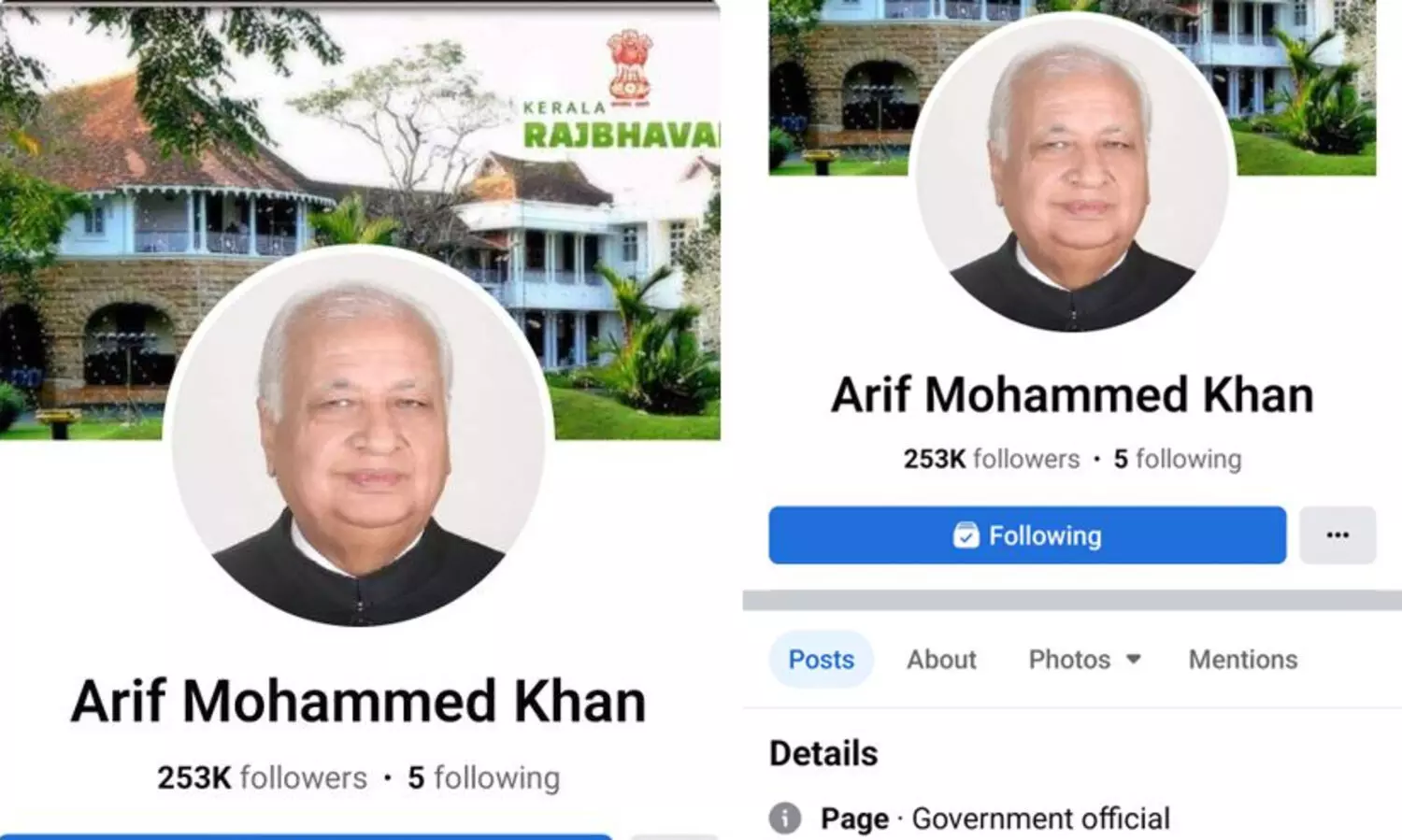kerala governor fb page