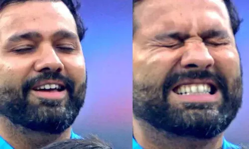 സ്റ്റേഡിയത്തിൽ ദേശീയ ഗാനം മുഴങ്ങി; വികാരമടക്കാനാവാതെ രോഹിത്