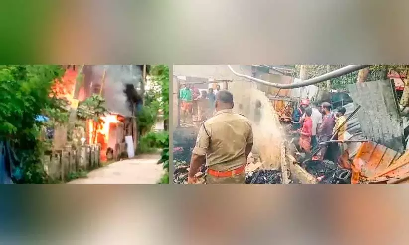 huge fire broke out in a furniture manufacturing factory in Vaikam