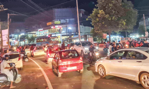 Road block in Areekode Town