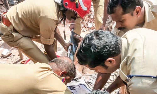 man injured demolishing a building