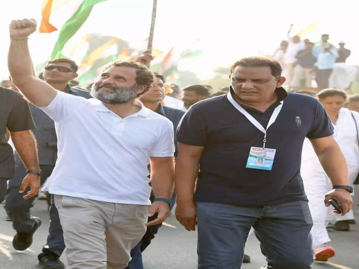 ഭാരത് ജോഡോ യാത്രയുടെ ഭാഗമായി മുഹമ്മദ് അസറുദ്ദീൻ