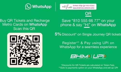 ബാംഗ്ലൂർ മെട്രോ ടിക്കറ്റുകൾ ഇനി വാട്​സ്​ആപ്പിലൂടെയും