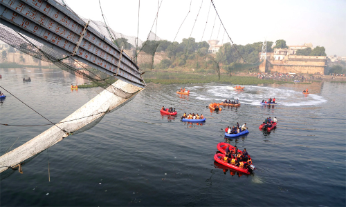 Cable bridge collapse