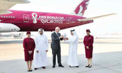 Airport in celebration of World Cup countdown