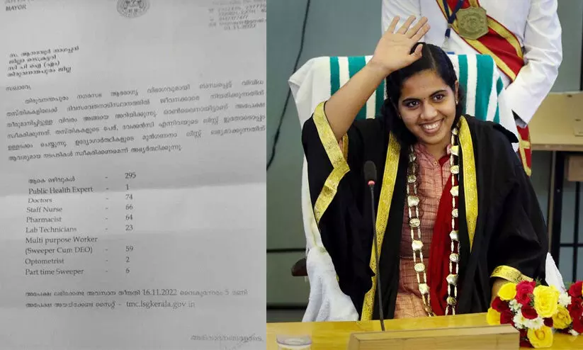 ഒഴിവുണ്ട് സഖാവേ; മേയർ ആര്യാ രാജേന്ദ്രൻ സി.പി.എം ജില്ലാ സെക്രട്ടറിക്ക് കത്തയച്ചത് വിവാദത്തിൽ