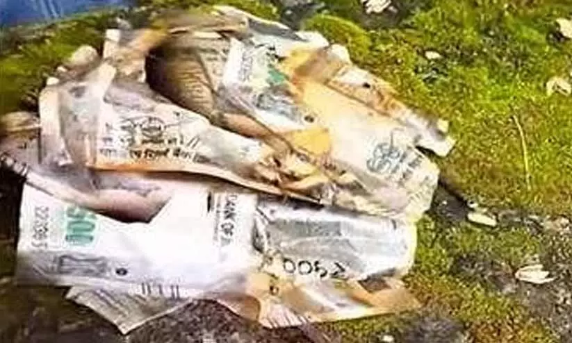 വെള്ളക്കെട്ടിൽനിന്ന് ലഭിച്ചത് ഷൂട്ടിങ്ങിനുള്ള നോട്ടുകൾ; ധ്രുവീകരണത്തിനുള്ള ബി.ജെ.പി ശ്രമം പാളി വെള്ളക്കെട്ടിൽനിന്ന് ലഭിച്ചത് ഷൂട്ടിങ്ങിനുള്ള നോട്ടുകൾ; ധ്രുവീകരണത്തിനുള്ള ബി.ജെ.പി ശ്രമം പാളി