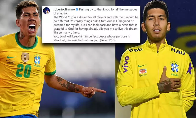 സ്വപ്നം കണ്ടത് ഇതായിരുന്നില്ല; ഹൃദയസ്പർശിയായ കുറിപ്പുമായി റോബർട്ടോ ഫിർമിനോ സ്വപ്നം കണ്ടത് ഇതായിരുന്നില്ല; ഹൃദയസ്പർശിയായ കുറിപ്പുമായി റോബർട്ടോ ഫിർമിനോ