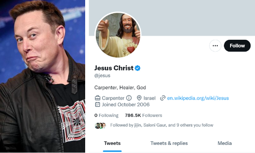 യേശുക്രിസ്തുവിനും ട്വിറ്ററിൽ വെരിഫൈഡ് അക്കൗണ്ട്; ഇലോൺ മസ്കിന് താങ്ക്സ് പറഞ്ഞ് ട്വീറ്റും