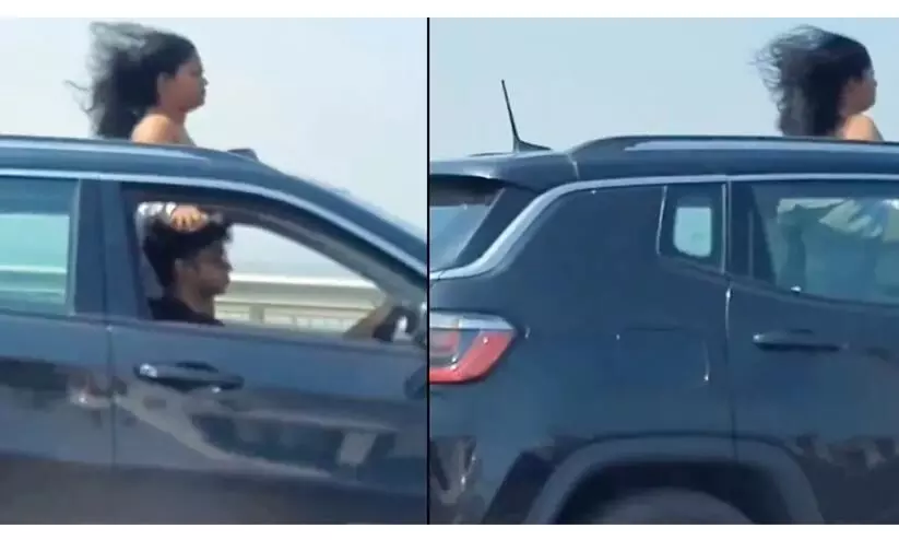 Woman sticks head out of Jeep Compass sunroof; Mumbai Police issues challan