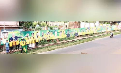 Brazil fans set up huge flux board 187 feet long