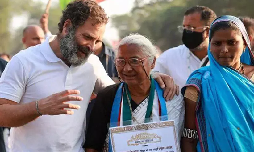 ഭാരത് ജോഡോ യാത്രയിൽ രാഹുലിനൊപ്പം മേധാ പട്കറും; വിമർശനവുമായി ബി.ജെ.പി