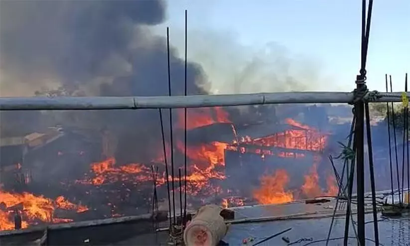 fire at Assam-Nagaland Border fire at Assam-Nagaland Border