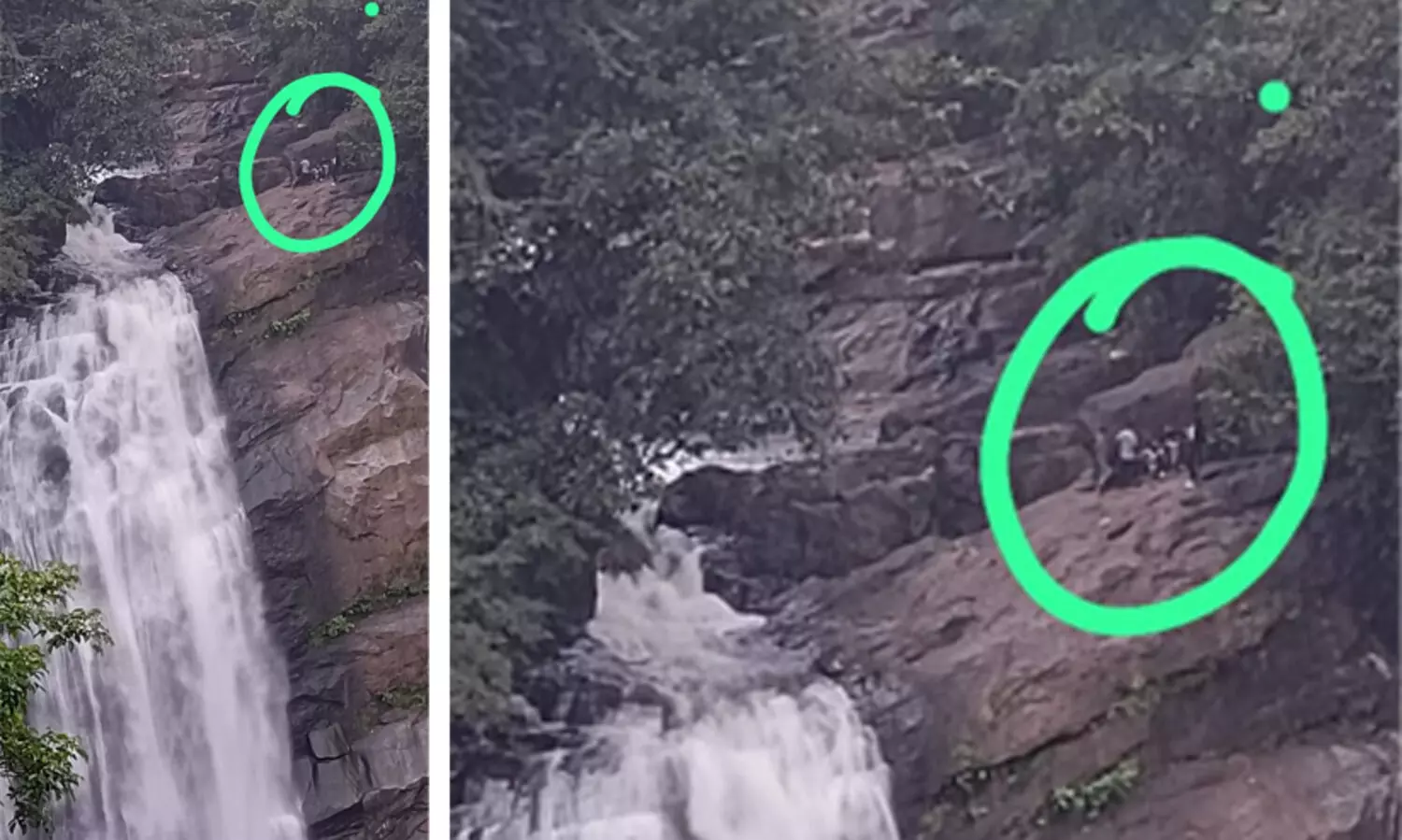 വെള്ളച്ചാട്ടത്തിന് മുകളിലെത്തിയ സഞ്ചാരികൾ പരിഭ്രാന്തി പരത്തി