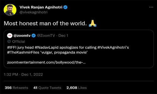 ദി കശ്മീർ ഫയൽസ് ബ്രില്യന്റ് സിനിമ എന്ന് ഇസ്രായേൽ സംവിധായകൻ പറഞ്ഞോ?