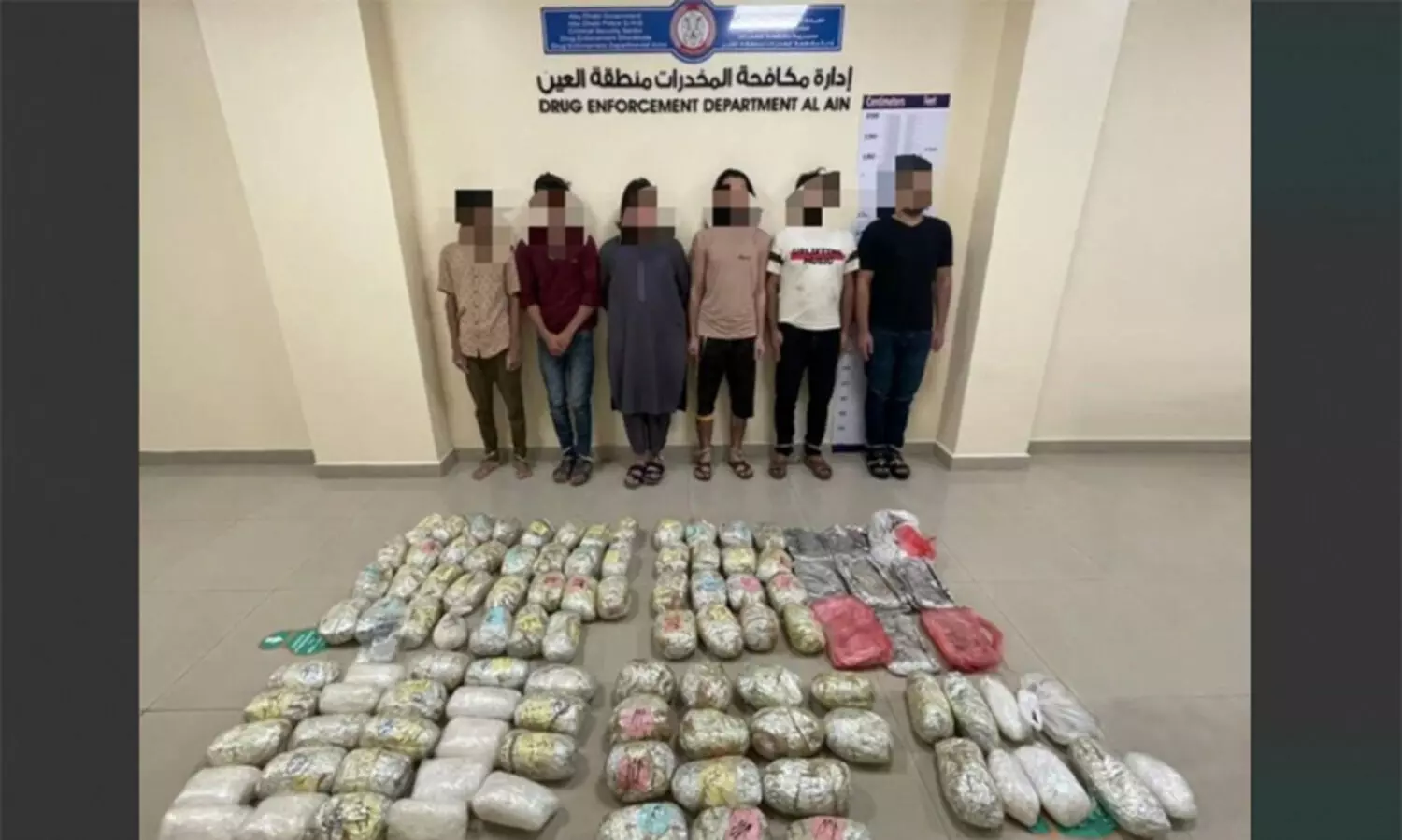 അബൂദബിയിൽ 107 കിലോ മയക്കുമരുന്നുമായി ആറ്​ പേർ അറസ്റ്റിൽ