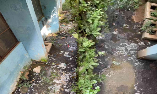 ജില്ല ആശുപത്രിയിൽ സെപ്റ്റിക് ടാങ്കും ഡ്രെയിനേജ് പൈപ്പുകളും പൊട്ടി മലിനജലം കെട്ടിക്കിടക്കുന്നു